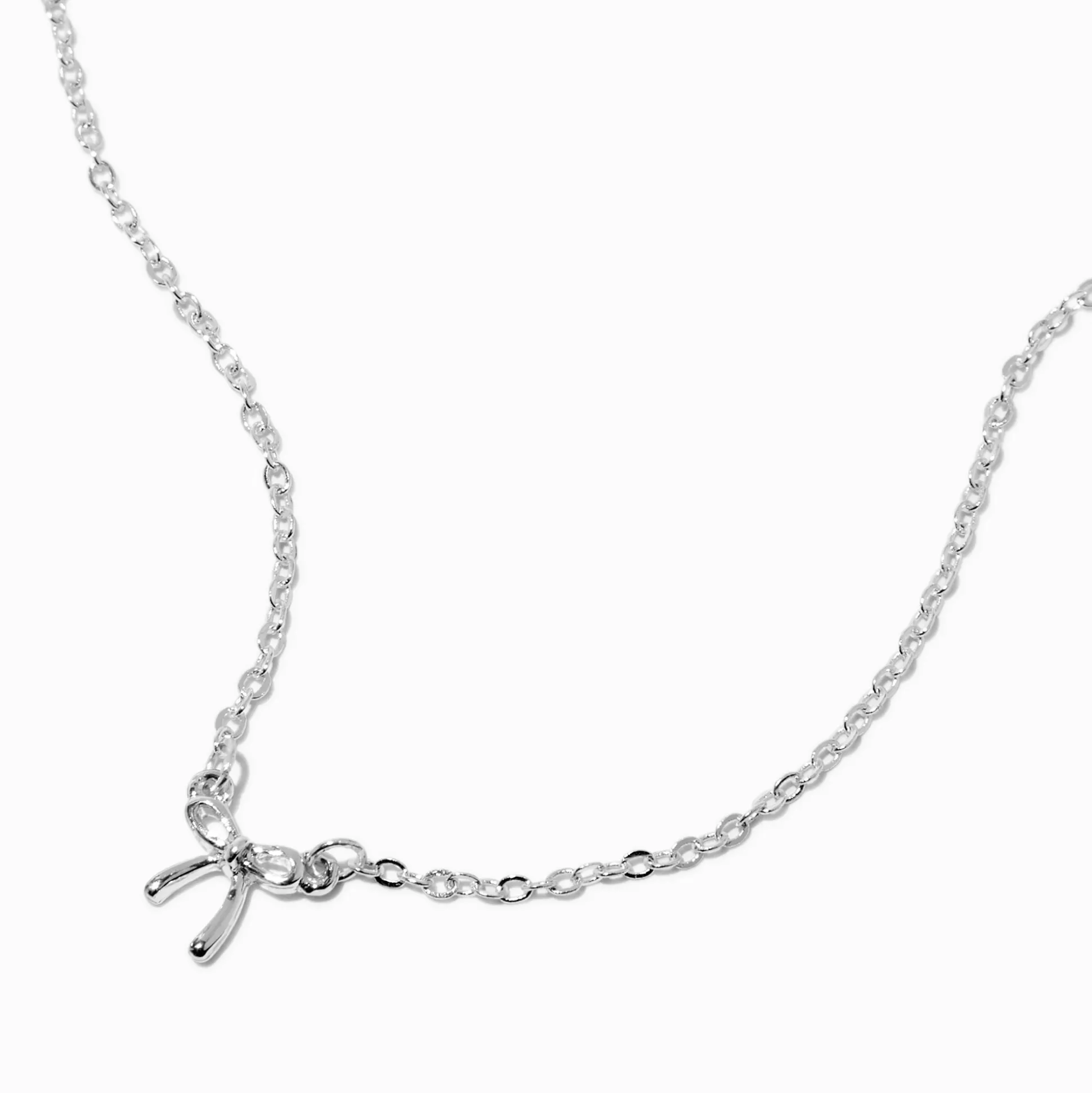 Silver-tone Mini Bow Pendant Necklace