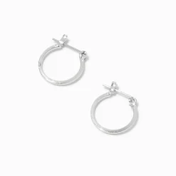 Silver-tone 15mm Square Edge Hoop Earrings