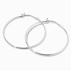 Silver-tone 40mm Thin Hoop Earrings