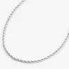 Silver-tone 2mm Thin Twisted Rope Chain Necklace