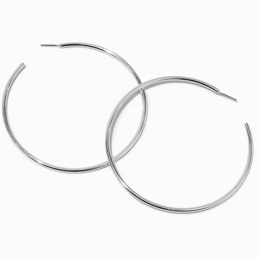 Silver-tone 80mm Tubular Hoop Earrings