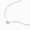 Silver-tone Oval Cubic Zirconia Pendant Necklace