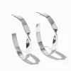 Silver-tone Oversized Twisted Hoop Earrings