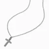 Silver-tone Pavé Cross Pendant Necklace