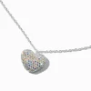 Silver-tone Pavé Crystal Heart Pendant Necklace