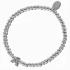 Silver-tone Pavé Crystal Letter Initial Stretch Bracelet - A