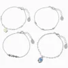 Silver-tone Pearl & Rose Chain Bracelets - 4 Pack