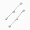 Silver-tone Pearl Station 2" Linear Drop Earrings