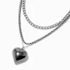Silver-tone Puff Heart Multi-Strand Necklace