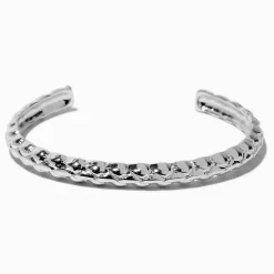 Silver-tone Quilted Cuff Bracelet