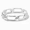 Silver-tone Rectangular Chain Link Stretch Bracelet