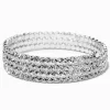 Silver-tone Rhinestone Bezel Coil Bracelet