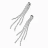 Silver-tone Rhinestone Cup Chain Fringe 3" Drop Earrings