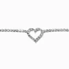 Silver-tone Rhinestone Heart Pendant Choker Necklace
