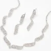 Silver-tone Rhinestone Waves Jewelry Set - 2 Pack