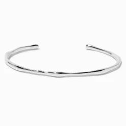Silver-tone Simple Textured Cuff Bracelet