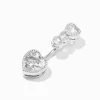 Silver-tone Stainless Steel Crystal Hearts 14G Belly Bar