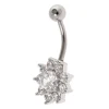 Silver-tone Stainless Steel Crystal Flower 14G Belly Bar