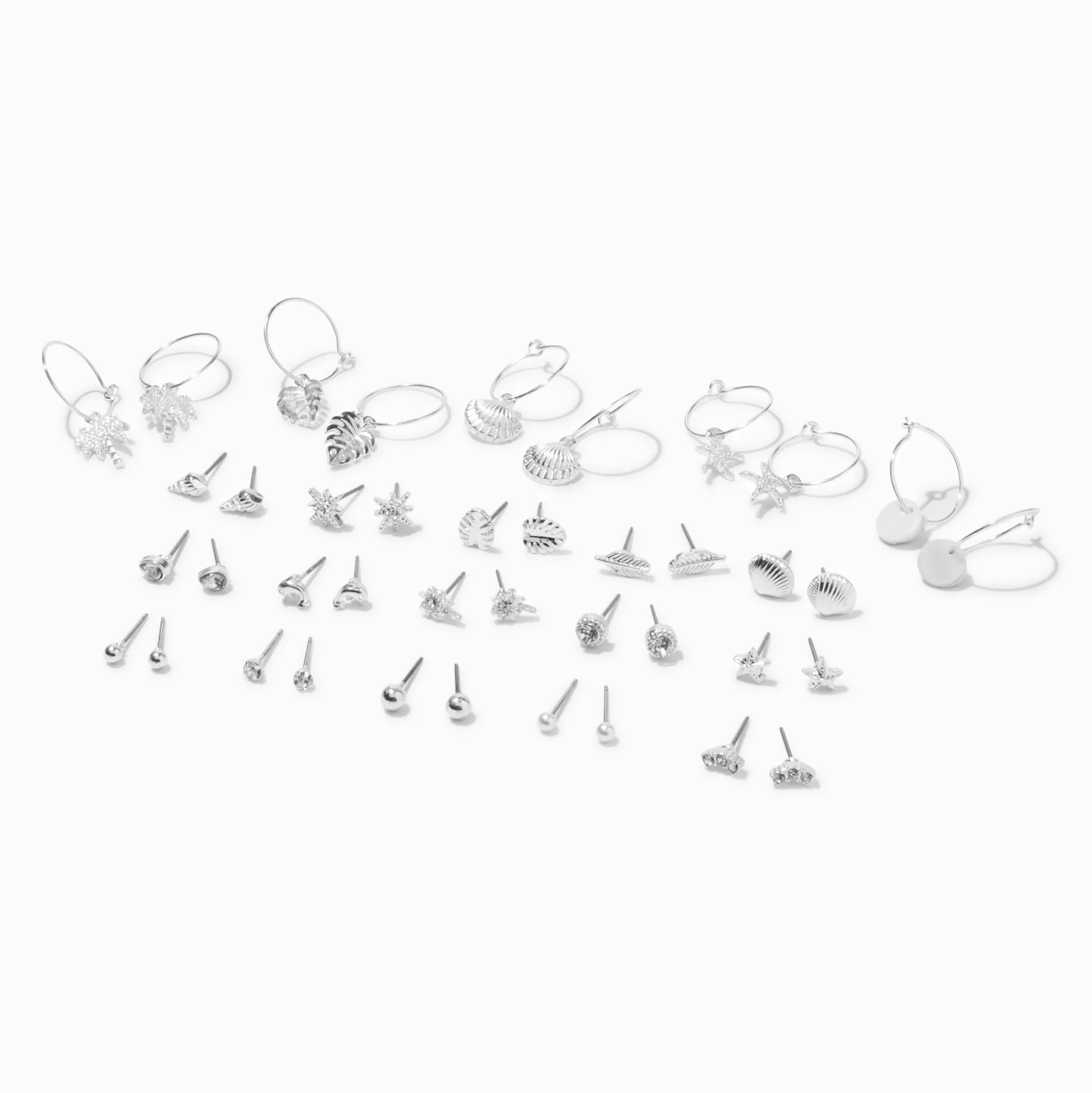 Silver-tone Summertime Sea Life Earrings Set - 20 Pack