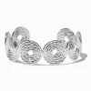 Silver-tone Swirl Disc Cuff Bracelet