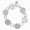 Silver-tone Textured Disc Chain Bracelet