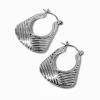 Silver-tone Textured Handbag Hoop Earrings