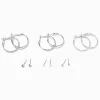 Silver-tone Textured Hoop & Studs Earrings Set - 6 Pack