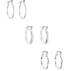Silver-tone Thick Textured 20mm Hoop Earrings - 3 Pack