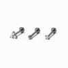 Silver-tone Titanium Cubic Zirconia Triple Stacked Stud 18G Threadless Tragus Earring - 3 Pack