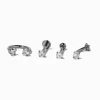 Silver-tone Titanium Cubic Zirconia 16G Labret Lip Studs - 4 Pack