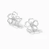 Silver-tone Wire Flower Stud Earrings