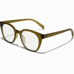 Solar Blue Light Reducing Crystal Green Clear Lens Oval Frames