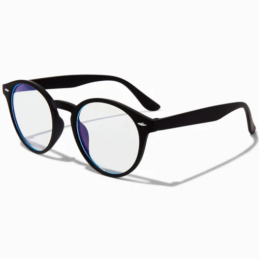 Solar Blue Light Reducing Round Retro Clear Lens Black Frames