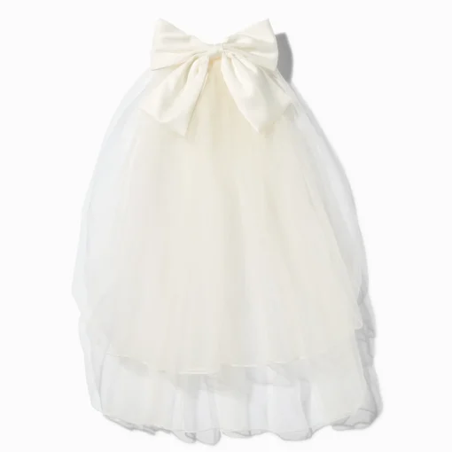 Special Occasion Ivory Bow Veil Hair Comb
