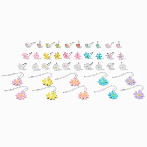 Spring Flowers Mixed Earring Set - 20 Pack