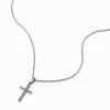 Stainless Steel Pavé Cross Silver-tone Pendant Necklace