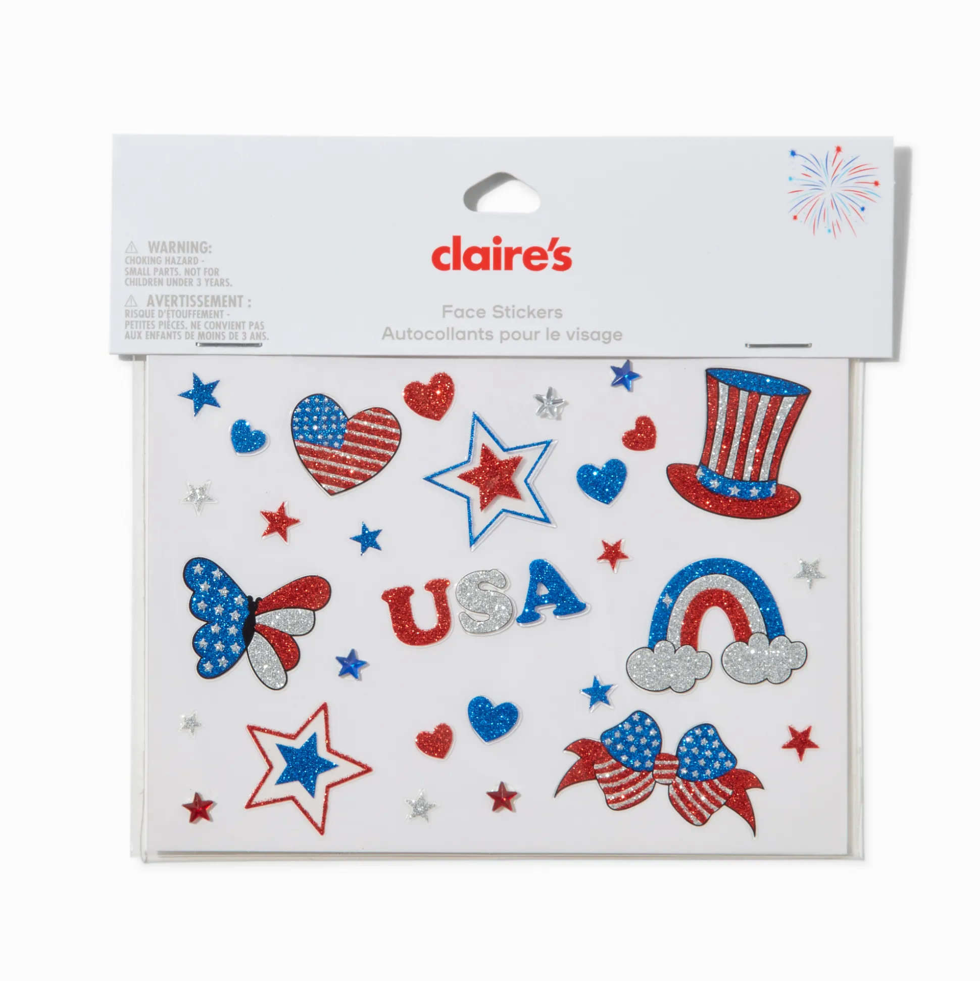 Stars & Stripes Assorted Gemstones Face Stickers