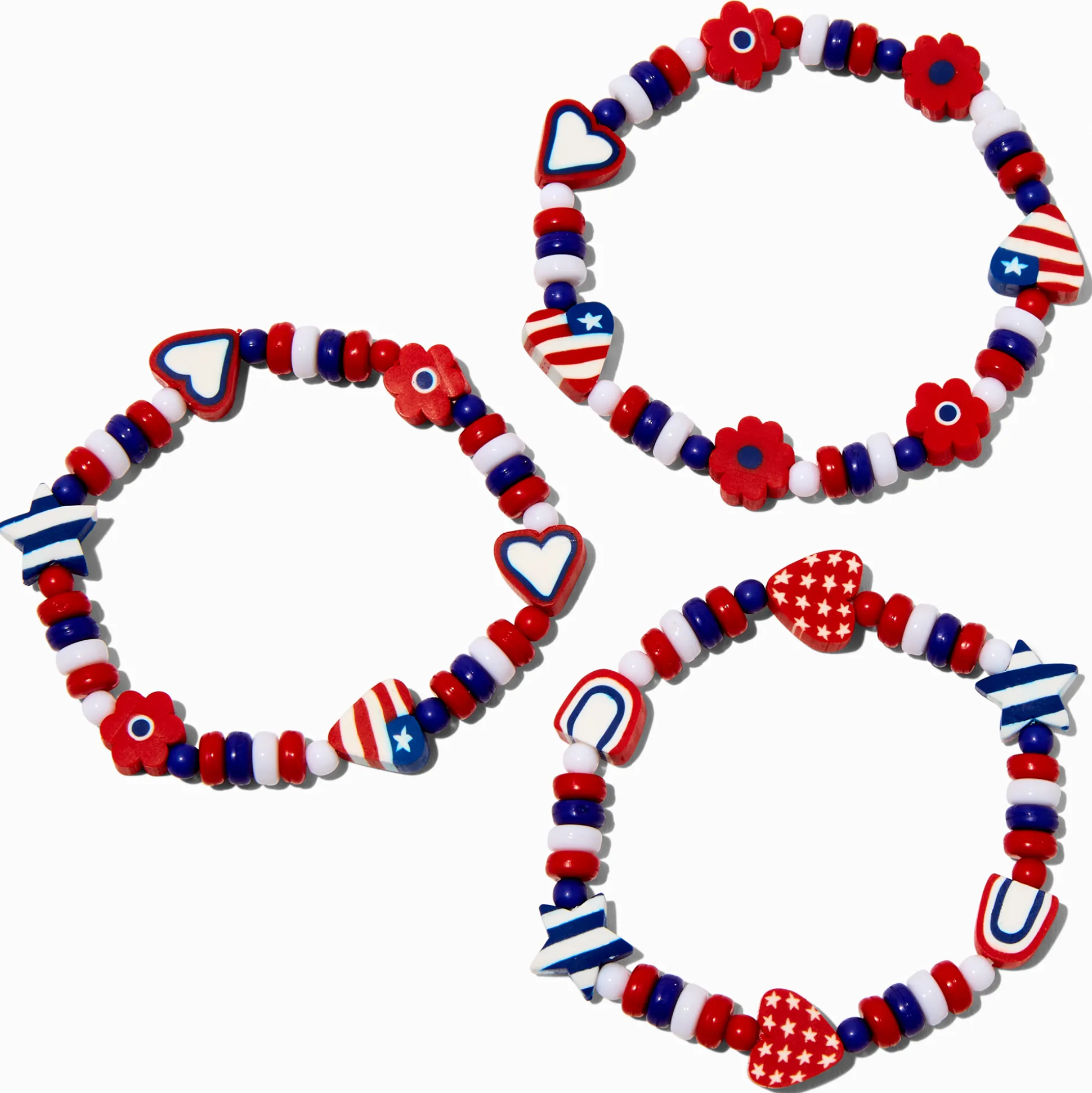 Stars & Stripes Beaded Stretch Bracelets - 3 Pack
