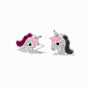 Sterling Silver Crystal Unicorn Stud Earrings