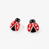 Sterling Silver Embellished Red Ladybug Stud Earrings