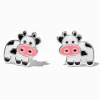 Sterling Silver Enamel Cow Stud Earrings