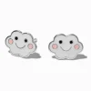 Sterling Silver Happy Face Cloud Stud Earrings