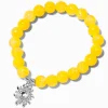 Sun Charm Yellow Beaded Stretch Bracelet
