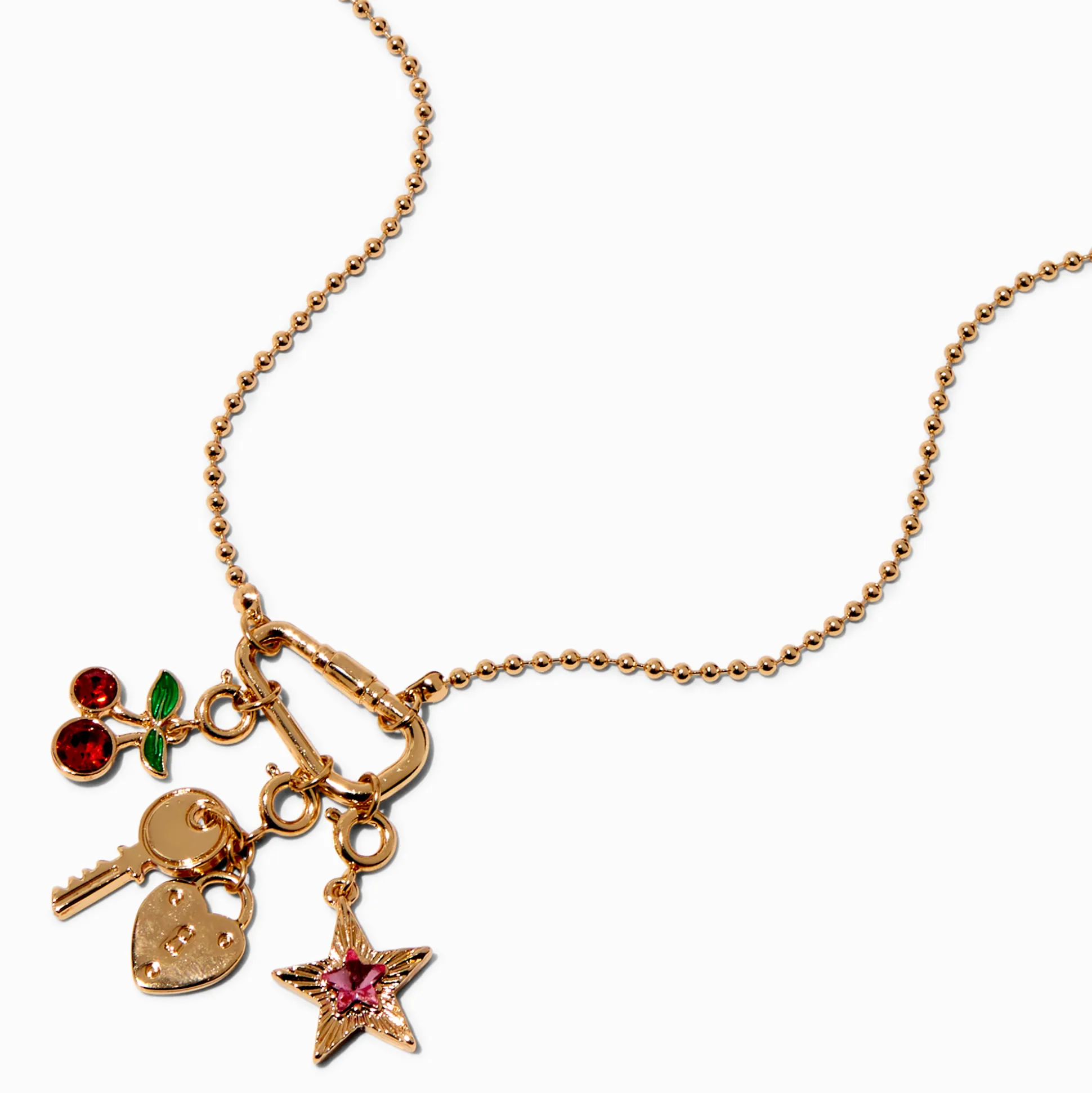 T H E M E x Claire's Cherry Gold-tone Ball Chain Charm Necklace
