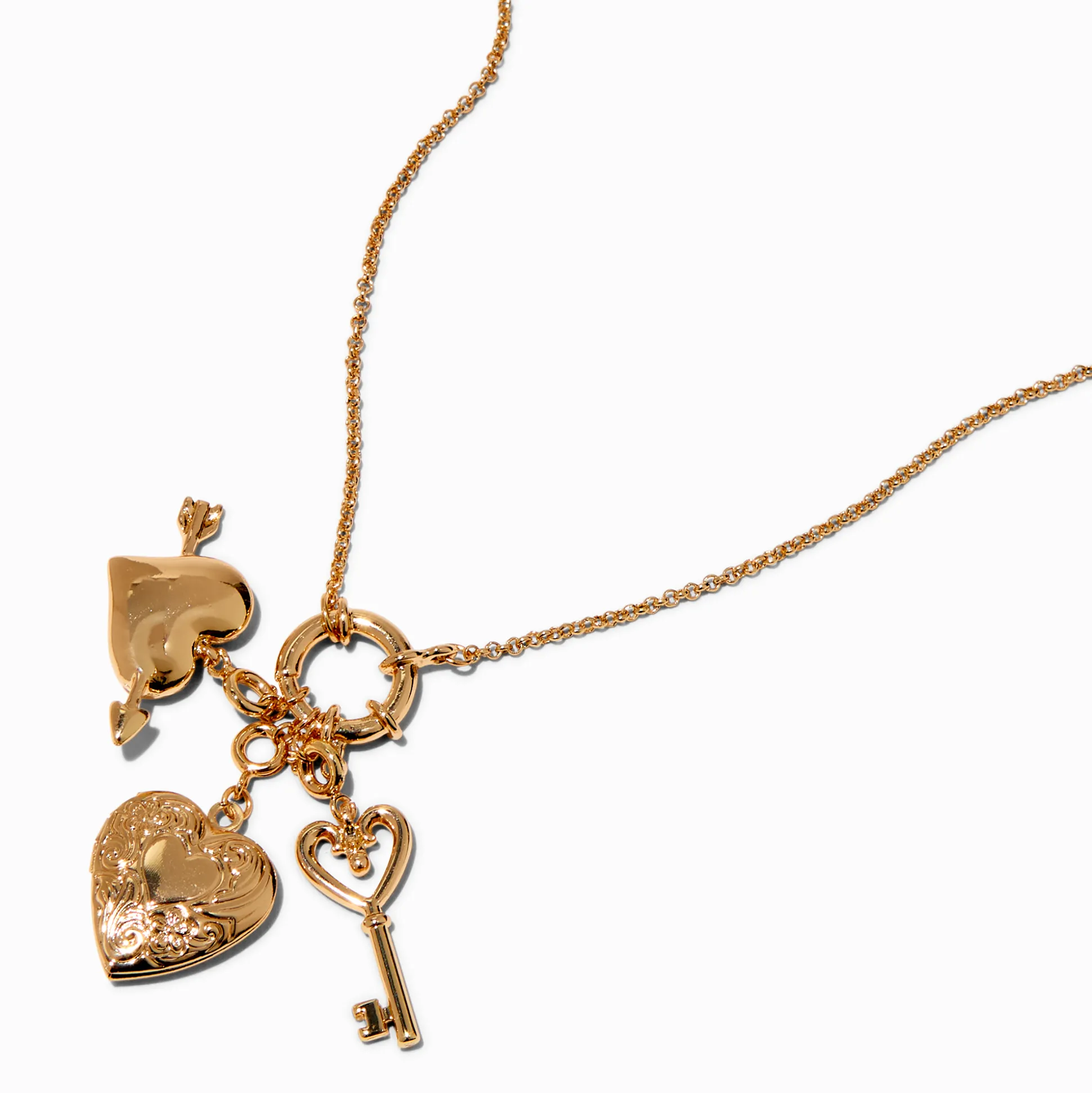T H E M E x Claire's Heart Locket Gold-tone Rope Chain Charm Necklace