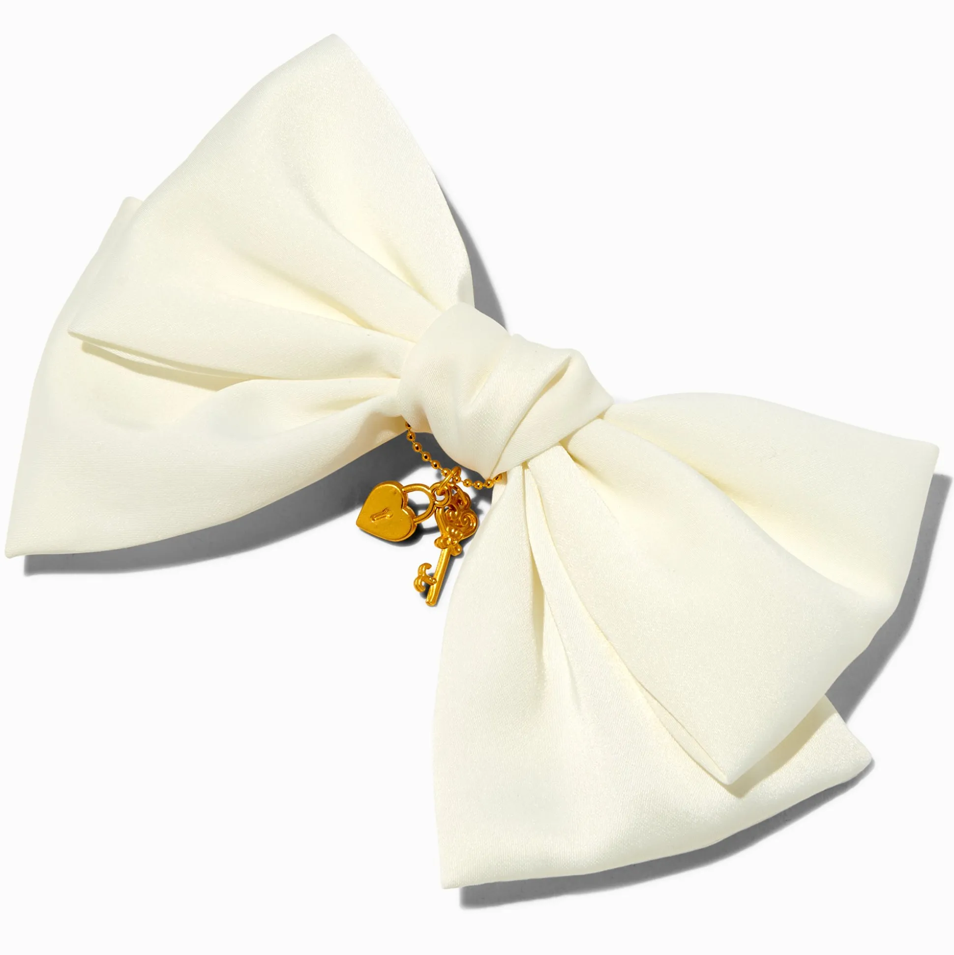 T H E M E x Claire's Heart Lock & Key White Hair Bow Clip