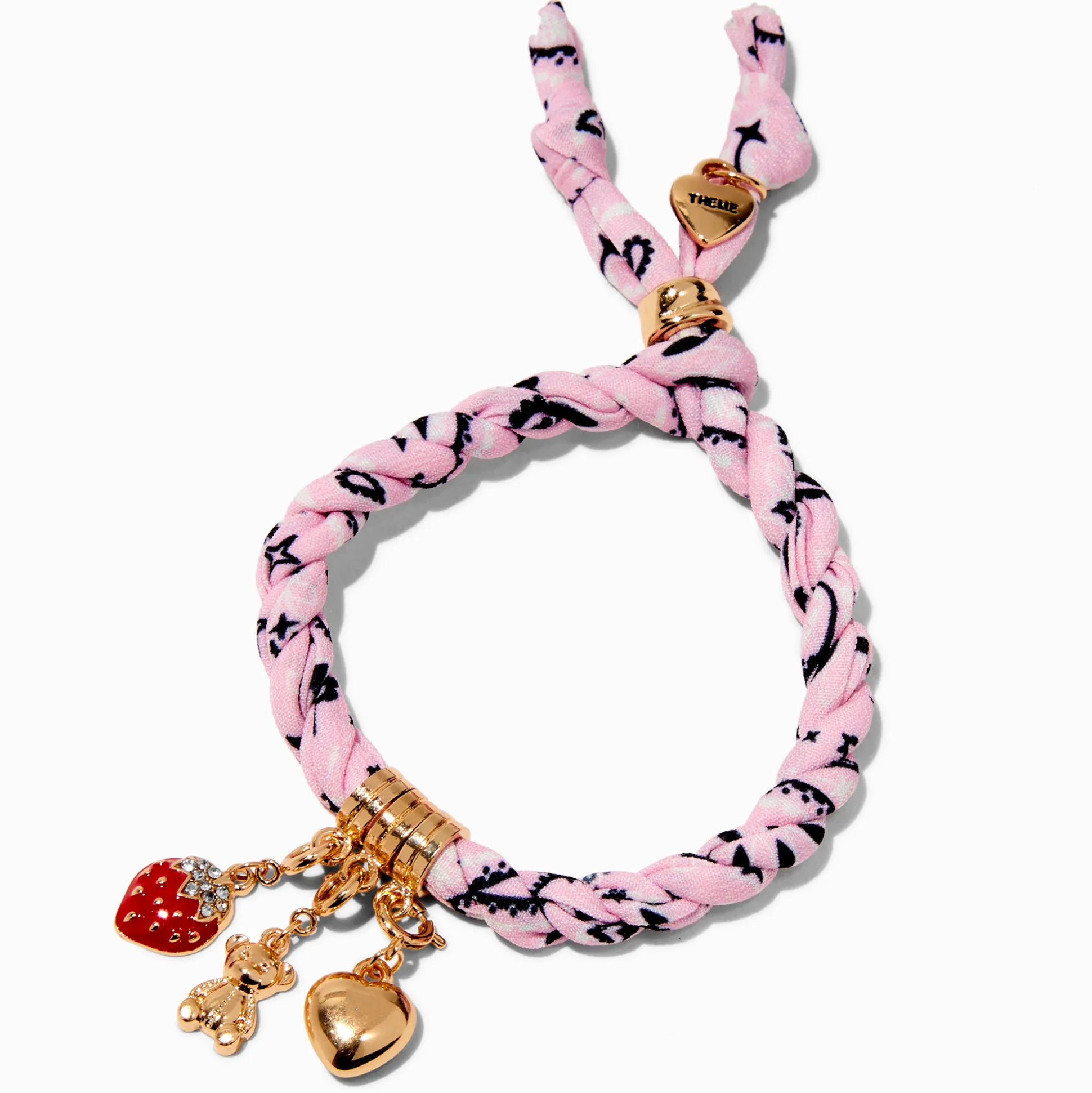 T H E M E x Claire's Pink Bandana Gold-tone Charm Adjustable Bracelet