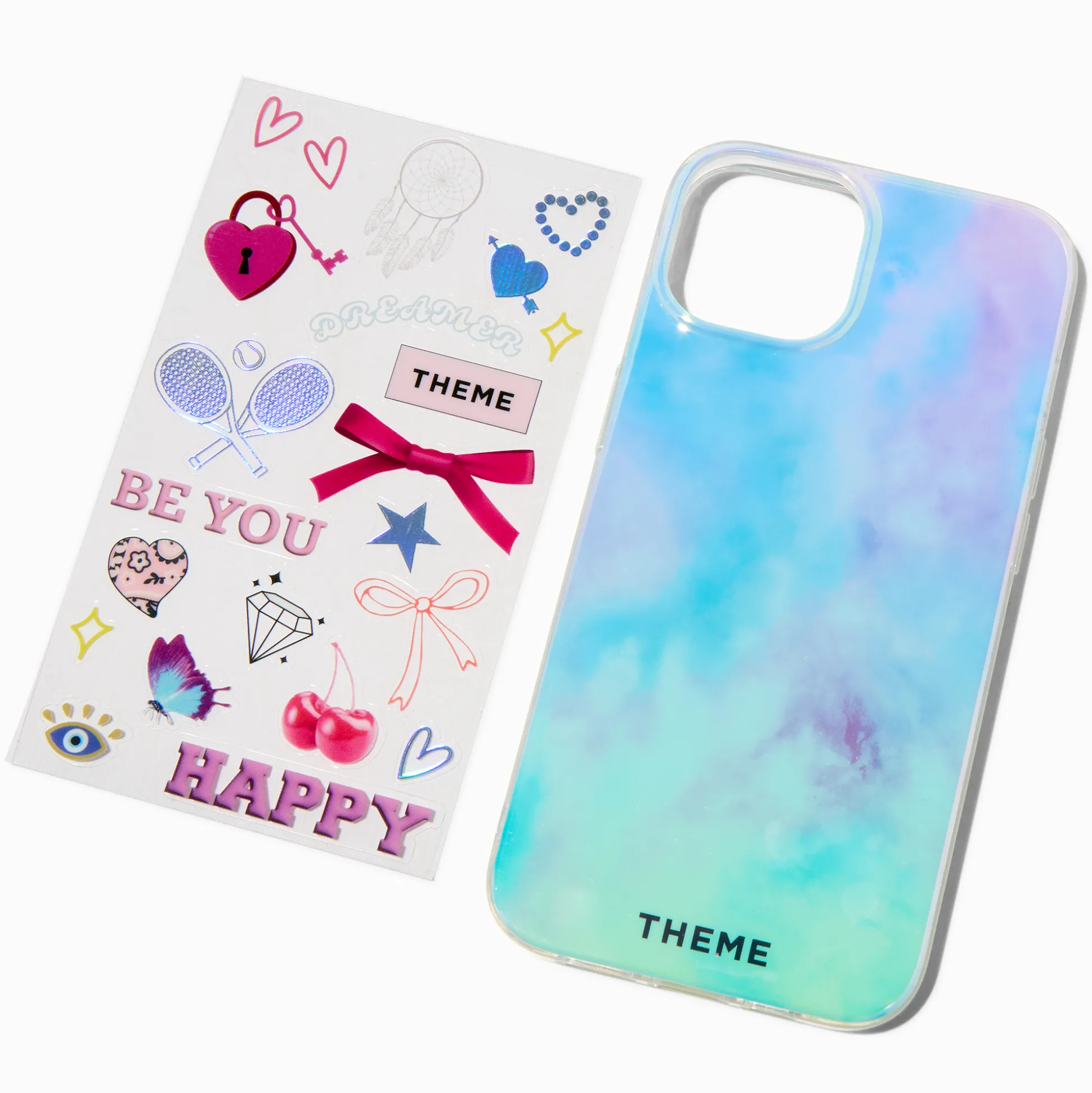 T H E M E x Claire's Tie Dye Phone Case with Stickers - Fits iPhone® 13/14/15