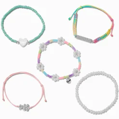 T H E M E x Claire's ''Happy'' Beaded Bracelet Set - 5 Pack