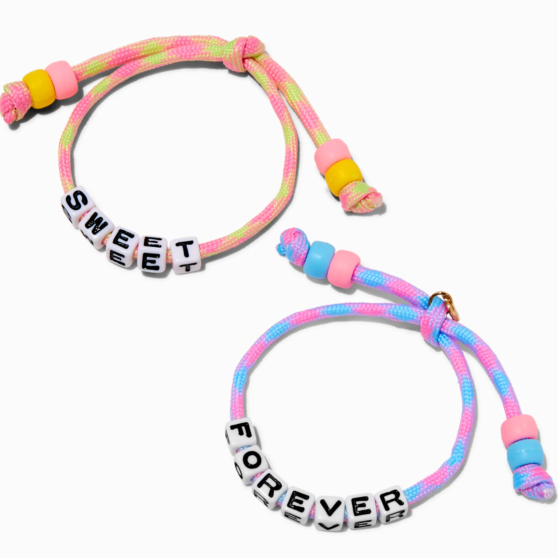 T H E M E x Claire's ''Sweet'' & ''Forever'' Glow in the Dark Adjustable Bracelets - 2 Pack